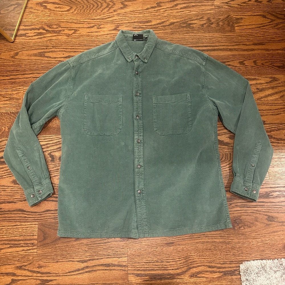 ASOS Design Green Corduroy Button-Up Shirt - Medium